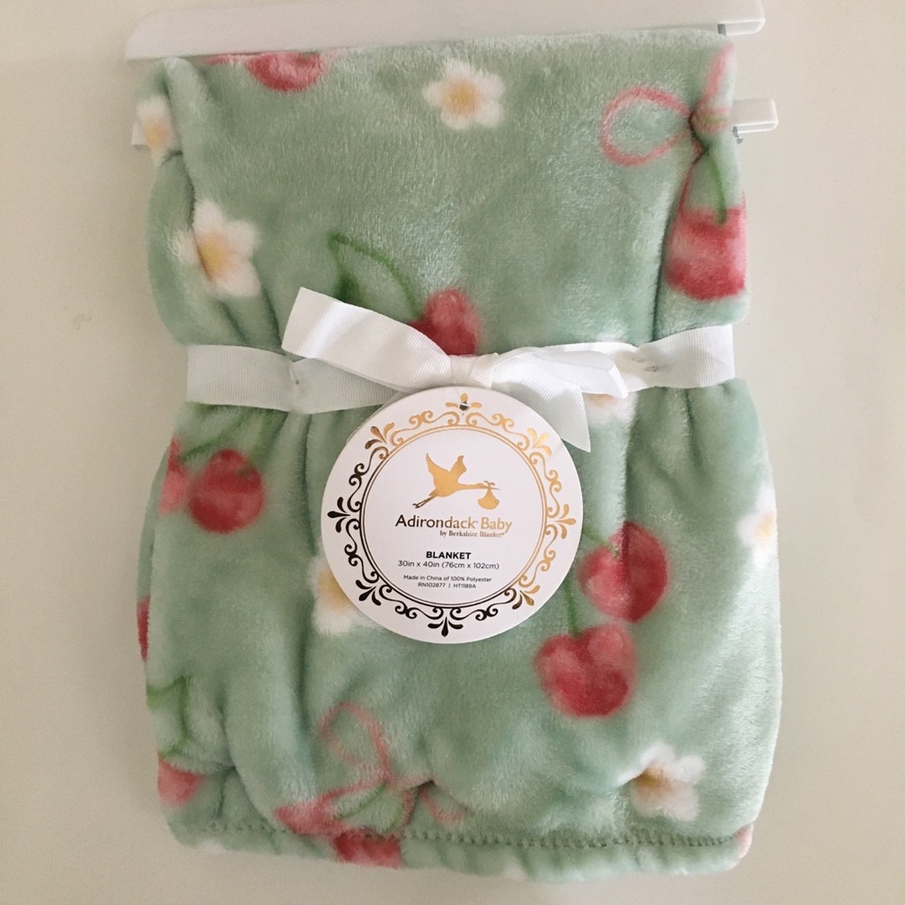 NEW Cozy Baby Blanket Lightweight Cherry Fruit & Floral Theme | Adirondack Baby